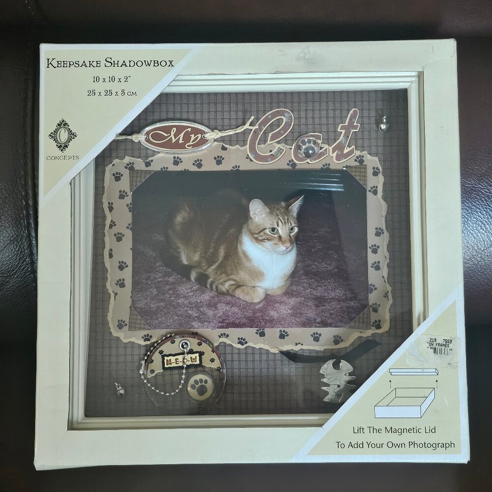 My Cat Memorial Shadow Box Holds 6" by 4" Picture Of Pet by Concepts
